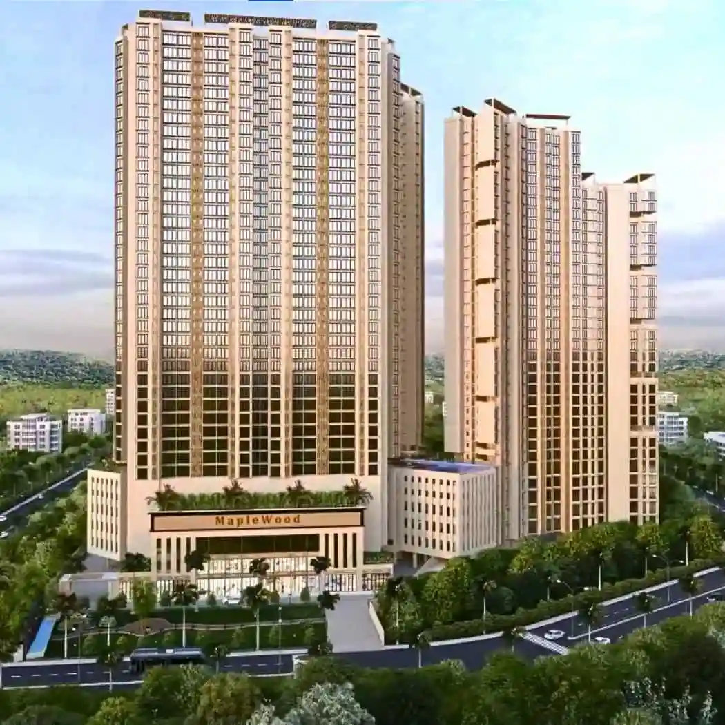 Living room with orange sofa and wooden partition