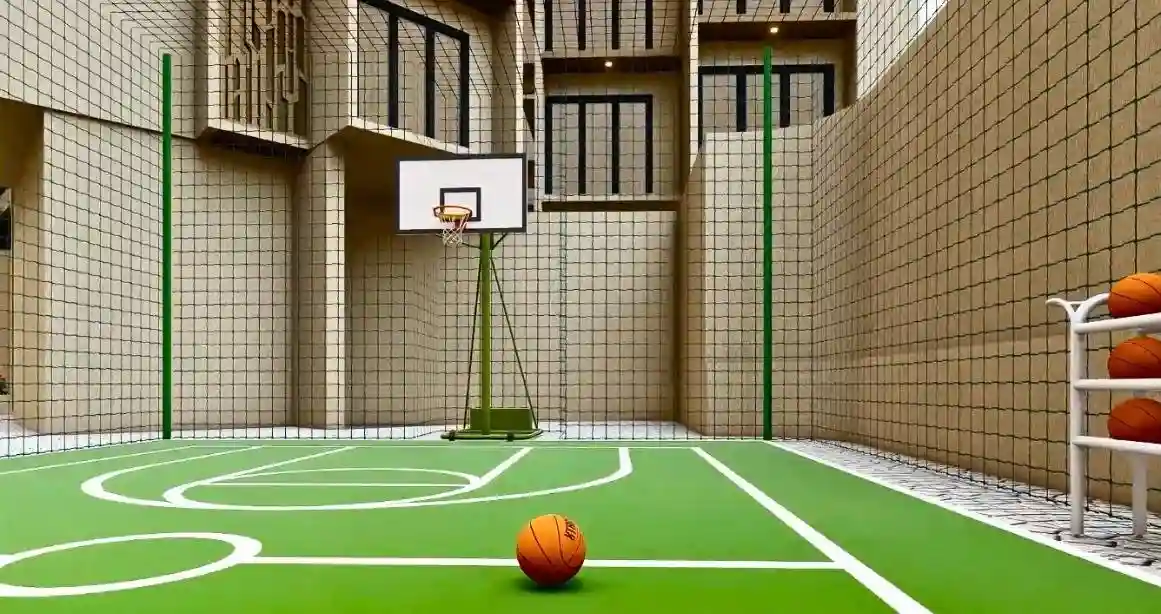 Elegant living room with blue ottoman