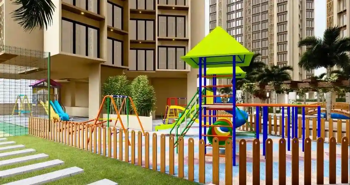 Elegant living room with blue ottoman